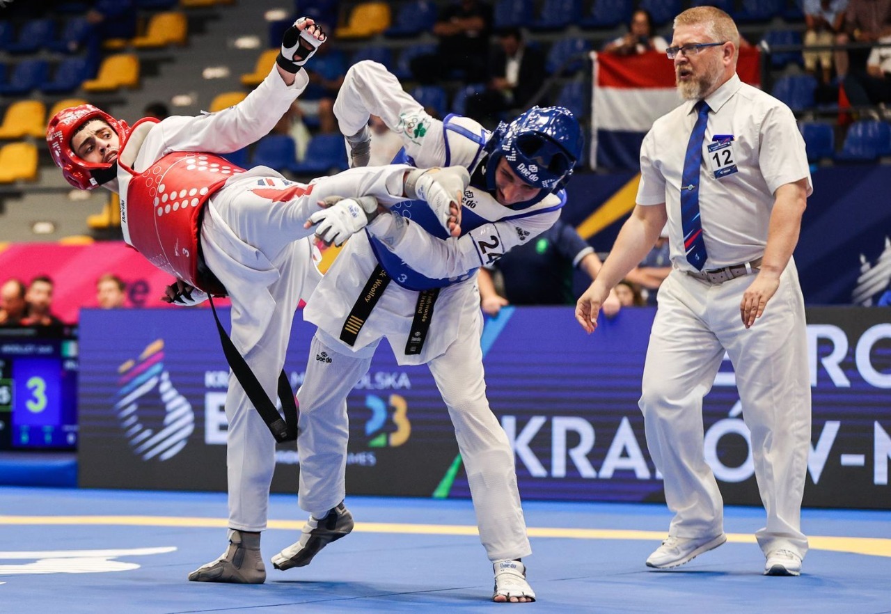 Dynamic Taekwondo movements on training mats in Wandsworth